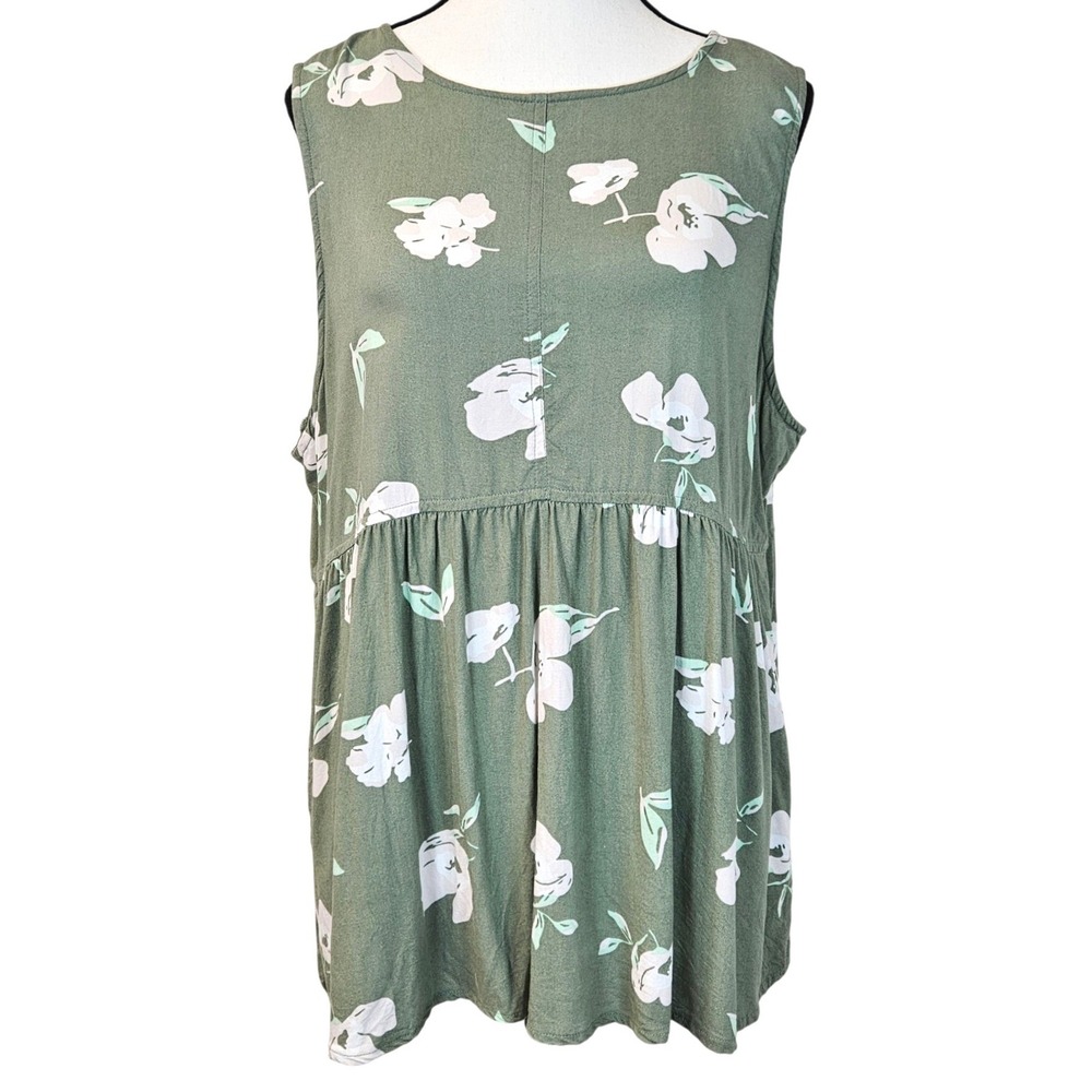 Mountain Khakis Kelly Tank Dress XL Sage Green Floral Rayon Sleeveless Relaxed